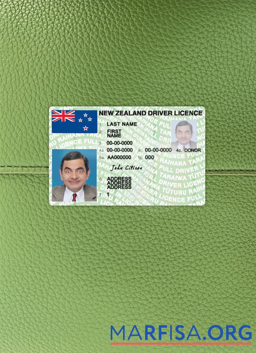 Blank New Zealand driving license version 3 photolook download for verification